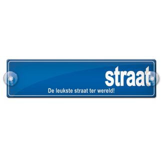 Leukste straat straatnaambord blauw met cijfer en letter stickers