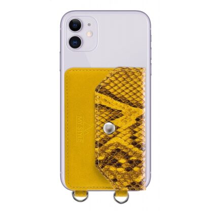 My Style Crossbody Stick-On Phone Pocket with RFID Yellow Snake